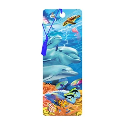 Imagen de 3D LiveLife Marcapaginas Familia de delfines Deluxebase. Un marcapáginas con lenticular e ilustraciones licencia del reconocido artista Michael Searle