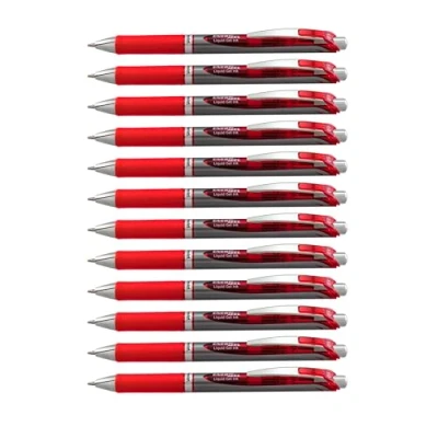Imagen de Pentel EnerGel Lote de 12 bolígrafos tinta gel retráctil, 1 mm, color rojo
