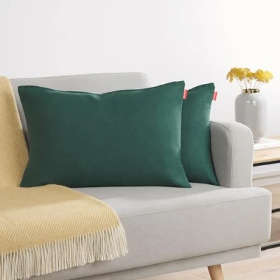 Imagen de Blumtal Juego de 2 Funda para cojín Chenilla Fundas Decorativas sofá con Cremallera Cubierta, Verde Botánico, 40 x 60 cm