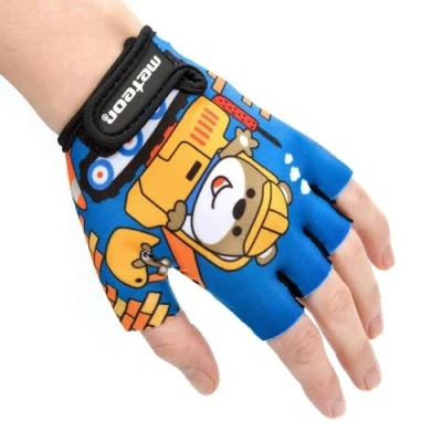 Imagen de Guantes Bicicleta MTB BMX Ciclismo Montaña Carretera Fitness Gimnasio Bici Escalada Senderismo y Otros Deportes Deportivos Sin Dedos para Mujer Hombre (JR S 6,5 7cm, Teddy Builder)