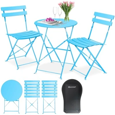 Imagen de KESSER® Juego de Muebles jardín 3 Piezas con 2 sillas Plegables, balcón, jardín, Mesa Metal