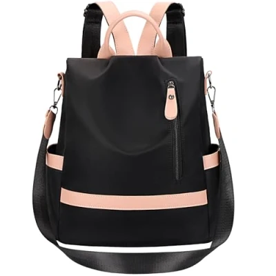 Imagen de Eshow Mochila Mujer Antirrobo con Bolso de Mano, Bolsa Bandolera Casual para Trabajo Viaje Escuela Compras Negra