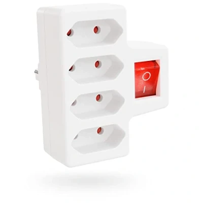 Imagen de greate adaptador de 4 tomas con interruptor hasta 2300 W, enchufe x sin cable, toma cuádruple, cable