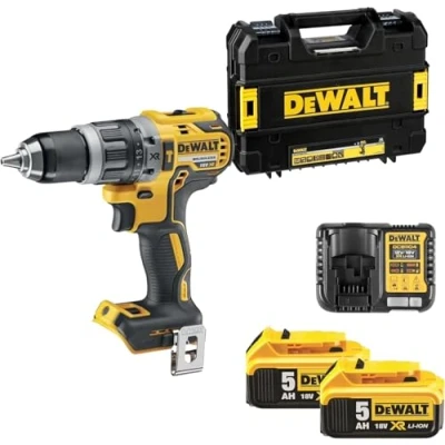 Imagen de DEWALT DCD796P2 QW Taladro Percutor sin Escobillas XR 18 V, Perforación Máxima de 13 mm, 70 Nm Par, Sistema 2 Velocidades, Batería Litio 5,0 Ah, Maletín TSTAK