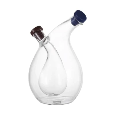 Imagen de Angoily Dispensador de aceite y vinagre vidrio transparente, suministros cocina, vinagre, 2 en 1 soporte una hermosa adición a cualquier cocina