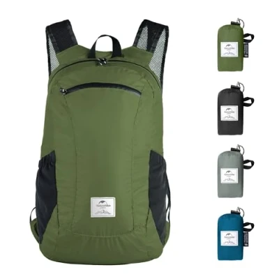 Imagen de Naturehike Mochila impermeable y plegable ultraligera de tela nailon 30D para senderismo, camping, viajes al aire libre, Grün 18L