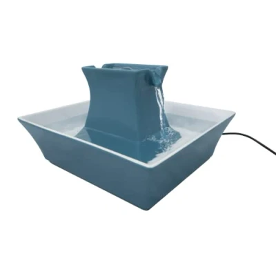 Imagen de PetSafe Drinkwell Pagoda Fuente para Perros y Gatos, de Cerámica con Filtros incluidos, Dispensador agua silencioso, fácil limpiar, 2 boquillas, capacidad litros, Azul