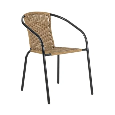 Imagen de LOLAhome Sillas Jardín Exterior Sillon Natural Ratan y Acero para Balcón o Terraza Apilables Cómodas Resistentes Trivia