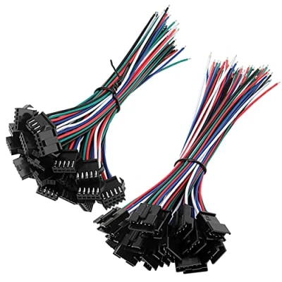 Imagen de YIXISI 20 Pairs JST SM 5Pin Plug Macho a Hembra EL Cable Adaptador de Conector Cable, 22 AWG con 150 mm Alambre Eléctrico