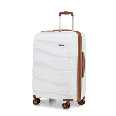 Imagen de Kono Maleta de Cabina, Viaje Mediana Ligera Portátil con Cerradura TSA, Resistente 65x46x26,5cm,70L(Blanco Crema)