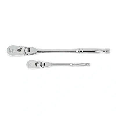 Imagen de GearWrench Juego de 2 trinquetes 1/4 pulgadas, 3/8 84 dientes cabeza flexible pulido completo