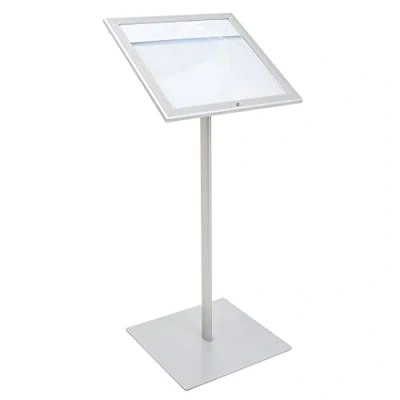 Imagen de Danieli Store Expositores de Pie 2xA4 para Exterior. Soporte Menu Aluminio Con Llave. Atril Tiendas y Restaurantes. Porta Exterior sin Luz LED Panel Personalizable