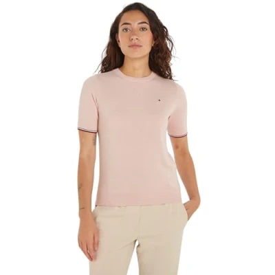 Imagen de Tommy Hilfiger CO Jersey Stitch C NK SS Sweater WW0WW38724 Pulóveres, Rosa (Whimsy Pink), L para Mujer