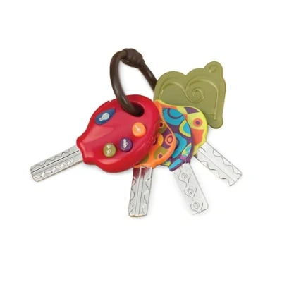 Imagen de B. toys LucKeys 4 llaves de juguete texturizadas para bebés y niños pequeños Sonidos linterna coche 100% no tóxico sin BPA