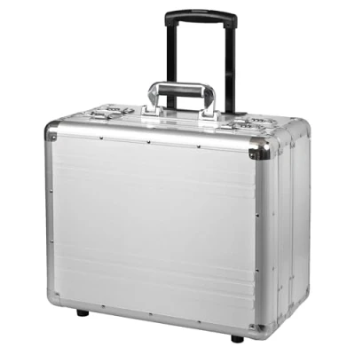 Imagen de Alumaxx Multifunktions Koffer Challenger, Businesstrolley aus Aluminium, ALU Trolley, Pilotenkoffer Trolley para portátil, 45 cm, 21 Liters, Plateado (Silber)