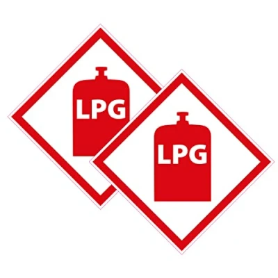 Imagen de 2 pegatinas de advertencia GLP Printwhizz Ltd para autocaravana, etiquetas caja gas caravana, autocaravana y Volkswagen