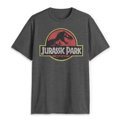 Imagen de Jurassic Park Camiseta clásica con logotipo de película para hombre, gris, XXL