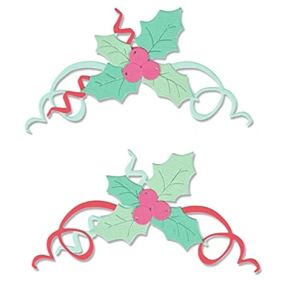 Imagen de Sizzix Thinlits Die Set 11PK Boughs of Holly, 664700 Juego de Troqueles, diseño Ramas Acebo, Plástico Papel, Multicolor, Talla única