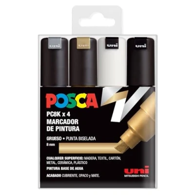 Imagen de UNI Posca Set PC 8K GSWB Pack 4 rotuladores