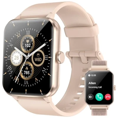 Imagen de IOWODO Reloj Inteligente Hombre Mujer,1.85&quot; Smartwatch con Llamadas Bluetooth, Monitor de Frecuencia Cardíaca/SpO2/Sueño, 100+ Modos Deportivos, Deportivo para Android y iOS(Rosa)
