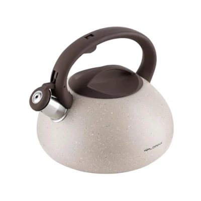 Imagen de Tetera FLORINA (2,5 l) Acero Inoxidable l LAVA Flauta Asa Silicona Silbato Automático Estufa Inducción, Gas y Eléctrica Color: Beige