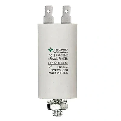 Imagen de Condensador de arranque para motores eléctricos, 450V, capacidad: 40µF, 4 pines / M8