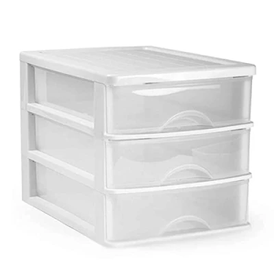 Imagen de AC Cajonera de Almacenamiento sobremesa con 3 cajones, Torre Multiusos para Oficina, hogar, Escuela, etc. 26,8 x 27 35,5 cm. Color Blanco