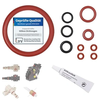 Imagen de Kit de mantenimiento para juntas compatibles con Philips Saeco Spidem Gaggia grupo preparación, válvula escape, boquilla salida incluye tubo grasa alimentaria 6 g