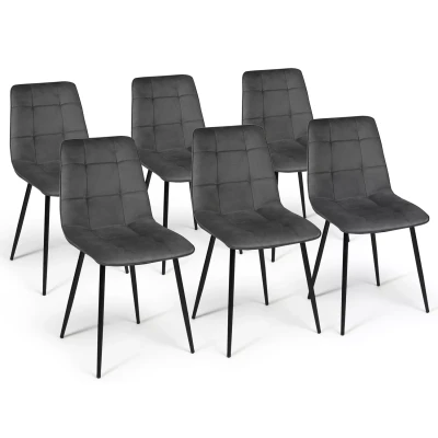 Imagen de IDMarket Juego de 6 sillas Mila terciopelo gris oscuro para comedor