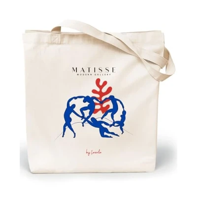 Imagen de Loxato Bolsa Tela Tote Bag Bolsos Bandolera Mujer Bolsas de Algodón Natural 100% Reutilizables Extra Ancho 8cm Asas Largas 70cm 220 gr/m2 Bonitas Grande