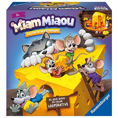 Imagen de Ravensburger Miam Miaou La Carrera de quesos Primer Juego Mesa Evolutivo Campo competitivo y cooperativo 2 a 4 Jugadores Partir 3 años 20818 Versión Francesa