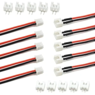 Imagen de JST XH 5 pares de conectores macho y hembra 2,54 mm, 2 pines, 1S, con cables silicona 20 cm para impresora 3D Woodland Just Plug Lights