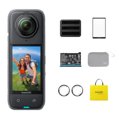Imagen de Insta360 X4 Paquete de acción Cámara 360 Impermeable 8K, Video Gran Angular 4K, Palo Selfie Invisible, Protectores Lente extraíbles, edición IA, estabilización, sin Tarjeta microSD