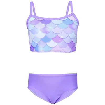 Imagen de Aquarti Conjunto de Bikini para Niñas Bustier Breve Traje Baño Dos Piezas, 038C Sirena Violeta/Púrpura, 152