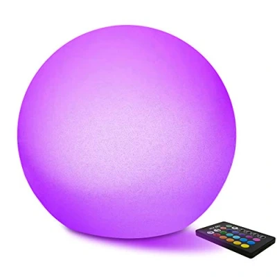 Imagen de Mr.Go 35cm LED bola luz jardín impermeable lámpara exterior decorativa con 16 colores, color rgb cambio y control remoto, nocturna recargable para la iluminación del hogar