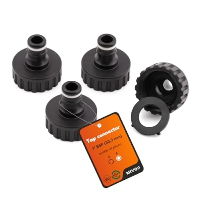 Imagen de MIVOS 4 conectores de grifo para grifos con rosca exterior BSP 1 pulgada (33,3 mm) Adaptador acoplamiento rápido manguera jardín Fabricado en un 90% plástico reciclado
