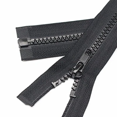 Imagen de YaHoGa 2 Piezas 55 cm # 5 Separación Cremalleras para Chaqueta Coser Abrigos Cremallera Negro de plástico Moldeado