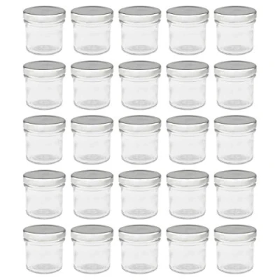 Imagen de wellgro® tarros con tapa de rosca 72 ml, 5,5 x cm (ØxH), cristal/metal, Silberne Tapa, vasos, fabricado en Alemania, cantidades diferentes. 25 unidades plata