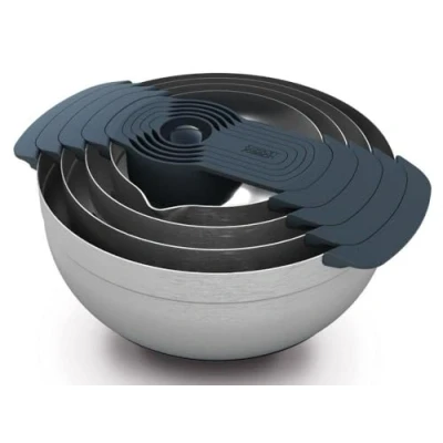 Imagen de Joseph Nest 9 Plus Juego de piezas apilables, cuencos para mezclar, con bol grande y pequeño, colador 5 tazas medidoras, Acero Inoxidable