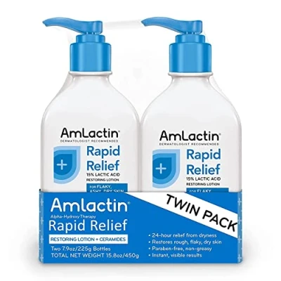 Imagen de AmLactin Rapid Relief Restoring Lotion + Ceramides Twin Pack, (2) 7.9 Ounce Bottles, Paraben Free