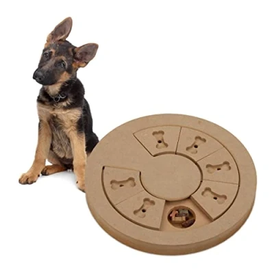 Imagen de Relaxdays Intelligenzspielzeug für Hunde Juguete Inteligencia Perro, Juego Olfativo Mascota, Ocultar Premios y Golosinas, MDF, 2,5x24,5 cm, Natural, Tablero de Fibras