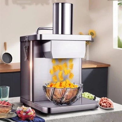 Imagen de cortadora de verduras, verduras comercial eléctrica, cebolla eléctrica comercial, alimentos, frutas y con moldes para cortar en