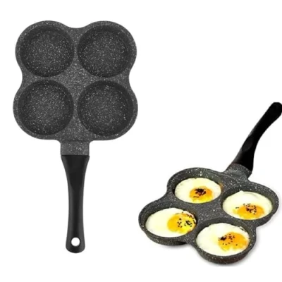 Imagen de Sartén para Huevos de 4 Tazas, aluminio antiadherente Tortilla tortitas orificios Olla hacer desayuno Utensilios cocina