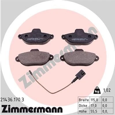 Imagen de ZIMMERMANN 21436.170.3 Juego de pastillas freno con contacto avisador desgaste Foto correspondiente a la entrega FIAT: 500 Hatchback