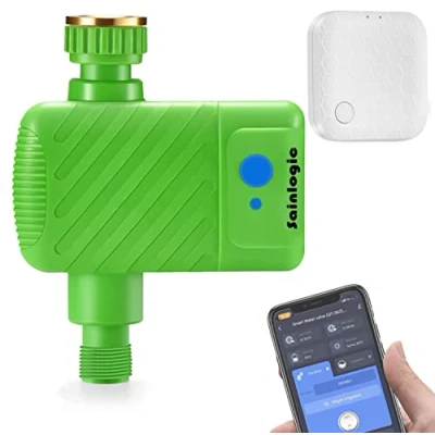 Imagen de Sainlogic Programador Riego Automatico WiFi, Temporizador con Smart Hub WiFi 2.4 GHz, Control Remoto App, El Acoplamiento de Grifo Agua ½&quot;¾&quot;1&quot; Son Aplicables, Jardín, Césped (Verde Claro)