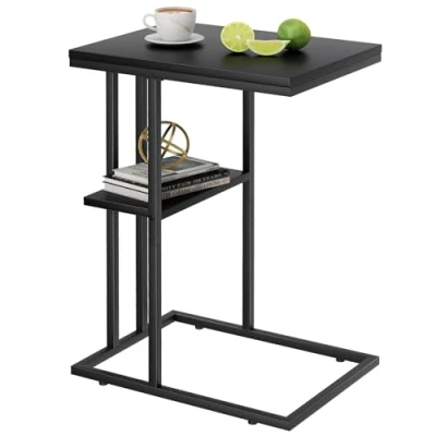 Imagen de mesa auxiliar en forma de C, auxiliar, café, pequeña, sofá, para ordenador portátil,