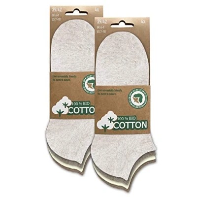 Imagen de BIOBASICS Calcetines cortos para hombre y mujer (4 12 pares) de algodón ecológico Öko Tex 100, 8 pares (tonos naturales), 35 38