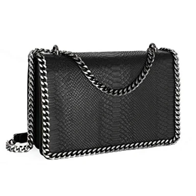 Imagen de CRAZYCHIC Bolso Serpiente Mujer Bandolera Cadena Acolchado Piel Pitón Cuero PU Señora Grande Mensajero Clutch Pochette Crossbody Bag Cruzado Embrague Noche Elegante Negro
