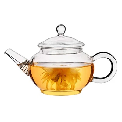 Imagen de Tetera de vidrio Isend Colador té pequeño con filtro bobina alambre para hojas sueltas y floreciente (250 ml)