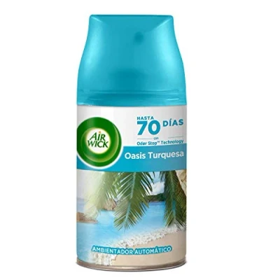 Imagen de Air Wick Freshmatic Recambio de Ambientador Spray Automático, Esencia para Casa con Aroma a Oasis Turquesa, 250 Mililitros